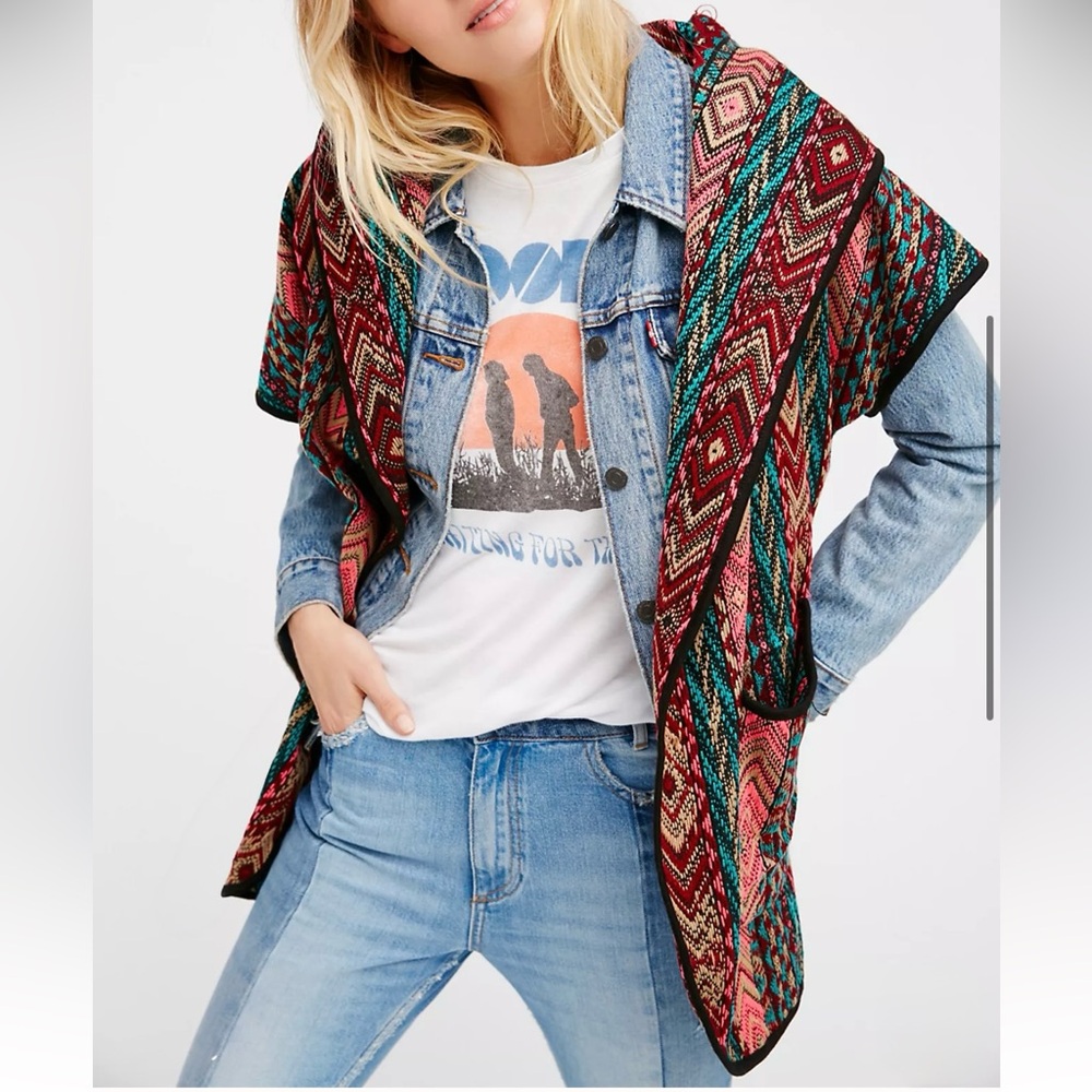 Free People Sunday Morning Hooded Jacquard Kimono